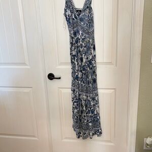 Angie Blue & White Floral Maxi Dress